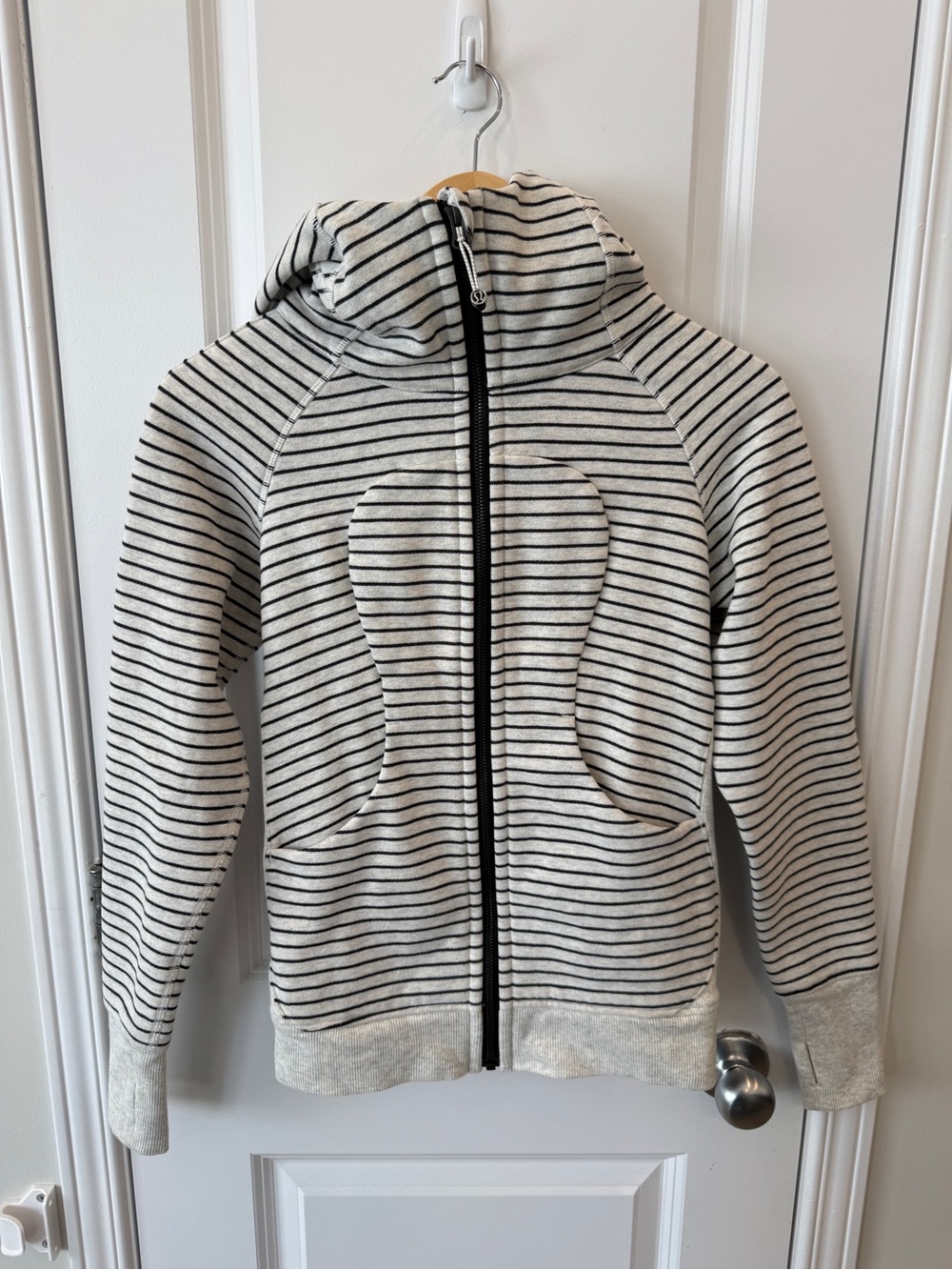 Lululemon Scuba Hoodie Heather Grey with Stripes Size 2